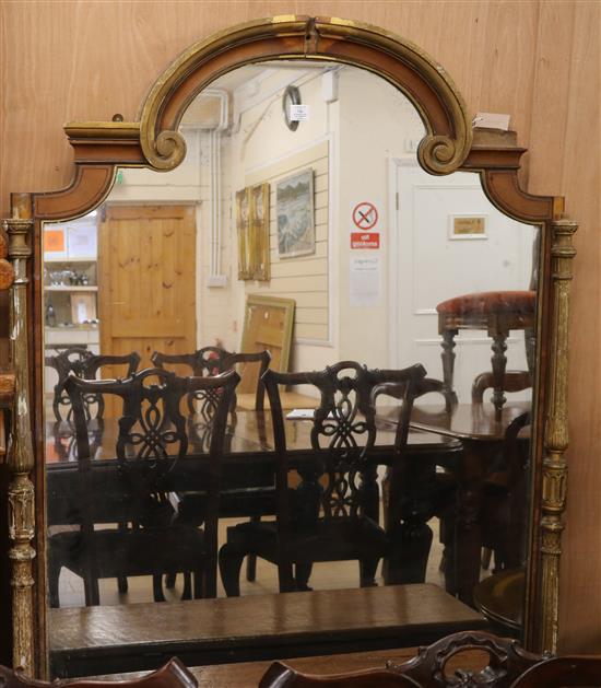 A satinwood and gilt overmantel mirror W.122cm